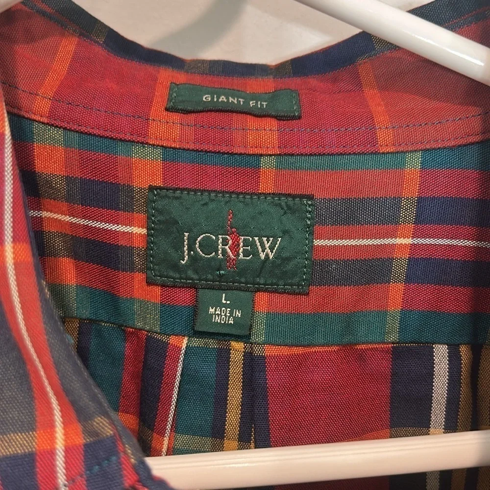 J. Crew Red oarsman vintage plaid Button Down Shirt men’s large red green yellow